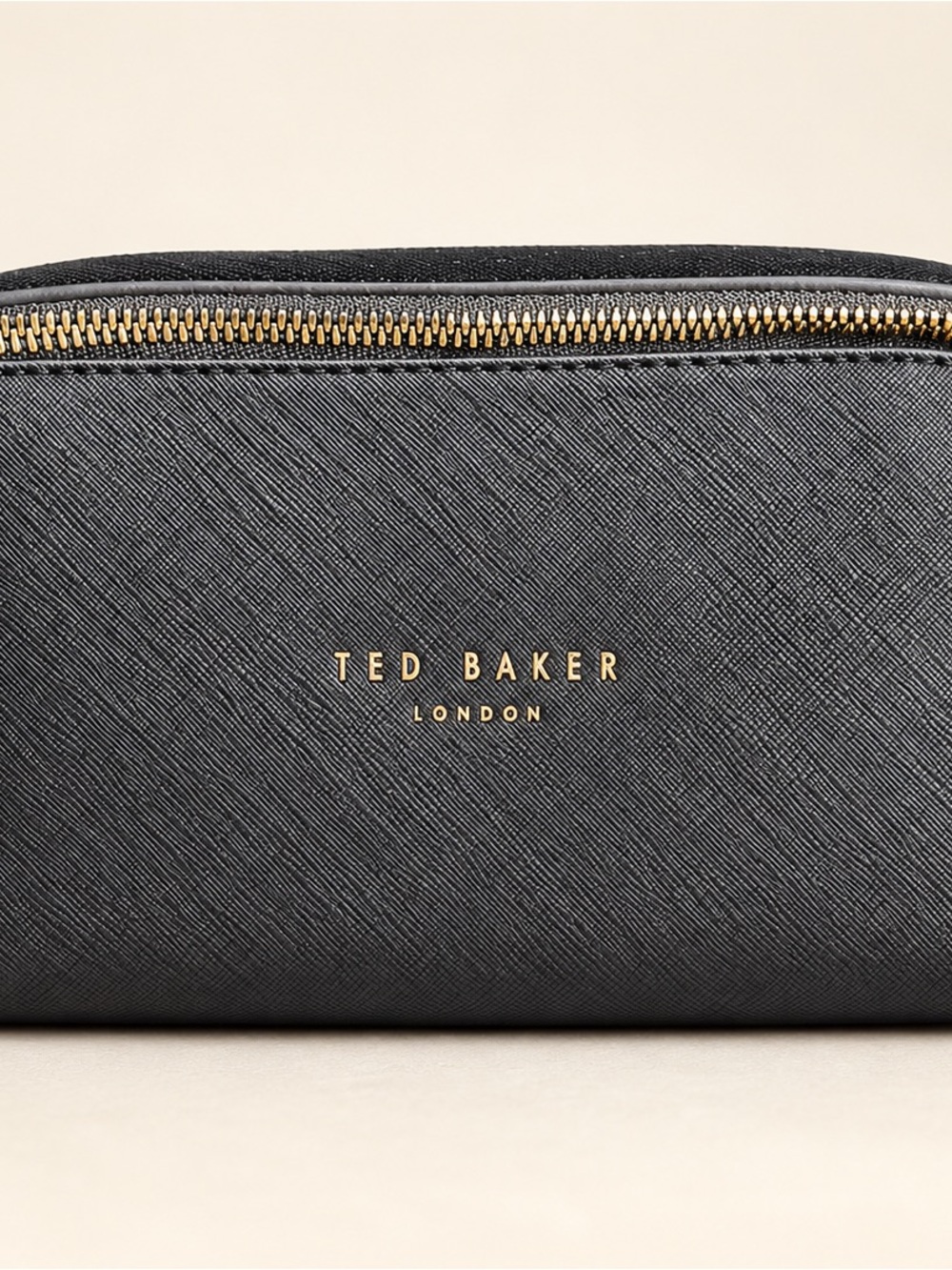 Ted Baker Black Cosmetic Pouch with Gold Hardware